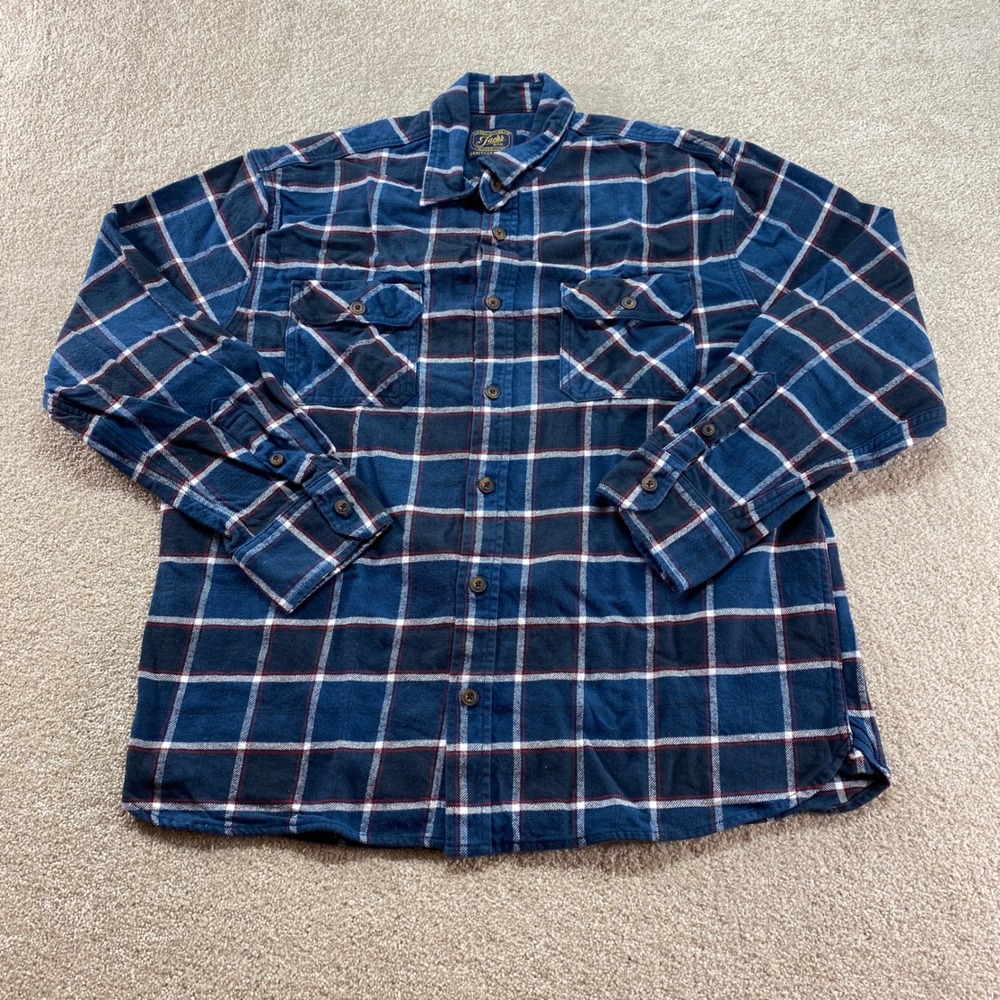 Jachs Heritage Flannel Shirt Mens XL Blue Plaid‎ Long Sleeve Cotton Button Up
